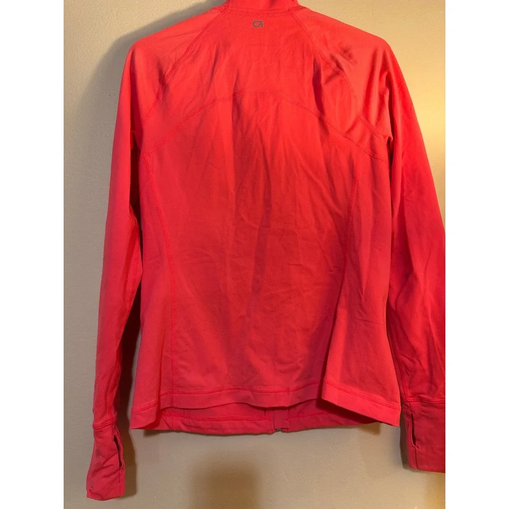 GapFit Womens Full Zip Athletic Jacket Coral Pink Thumbholes Size S